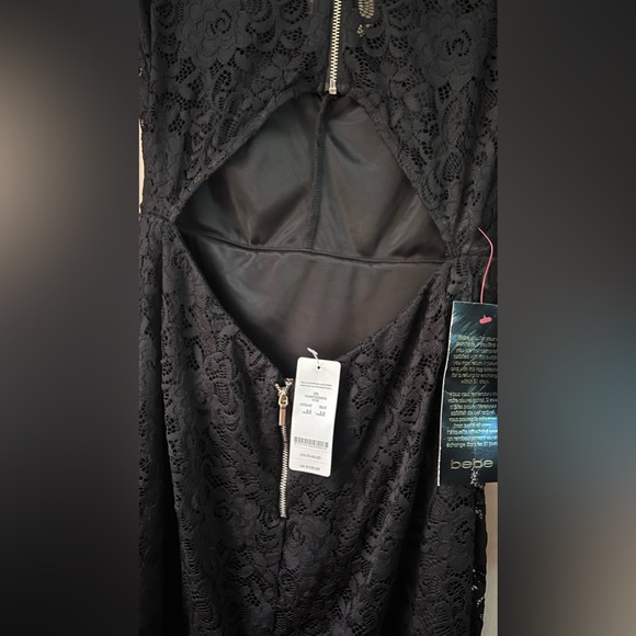 Bebe Celia L/S Open back Dress-Black - Picture 6 of 8